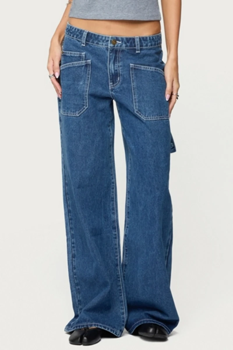 Edikted Connie Low Rise Baggy Carpenter Jeans