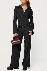 Edikted Pinstripe Tailored Straight Leg Pants