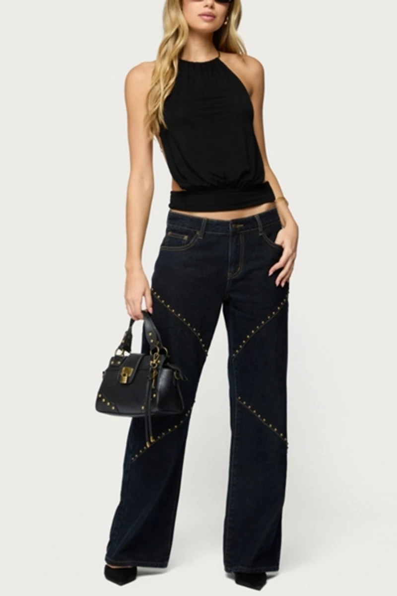 Edikted Charla Stud Low Rise Baggy Jeans