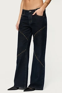 Edikted Charla Stud Low Rise Baggy Jeans