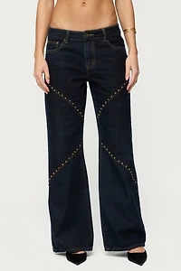 Edikted Charla Stud Low Rise Baggy Jeans