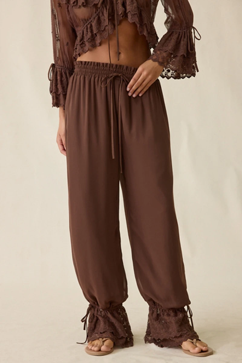 Elevator Disco Eleanor Ruffle Lace Trim Balloon Pants