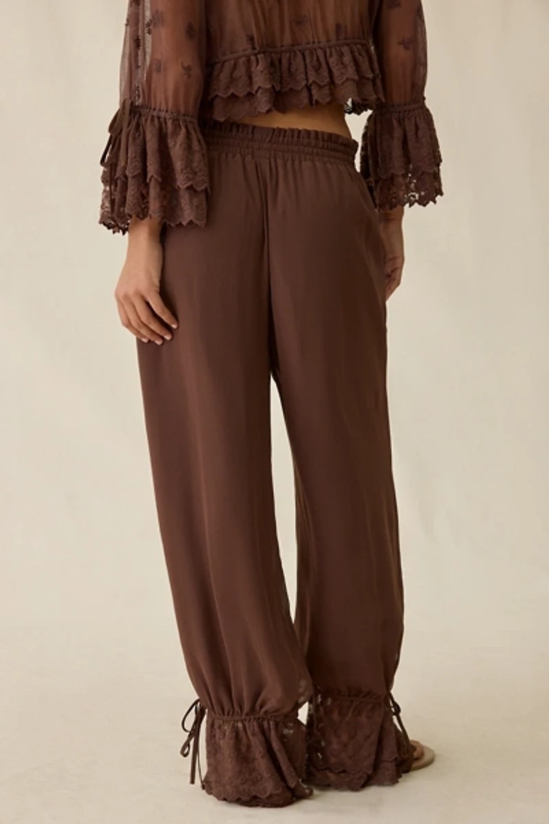 Elevator Disco Eleanor Ruffle Lace Trim Balloon Pants