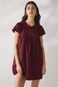 Motel Imiraty Rounded Collar Short Sleeve Babydoll Mini Dress