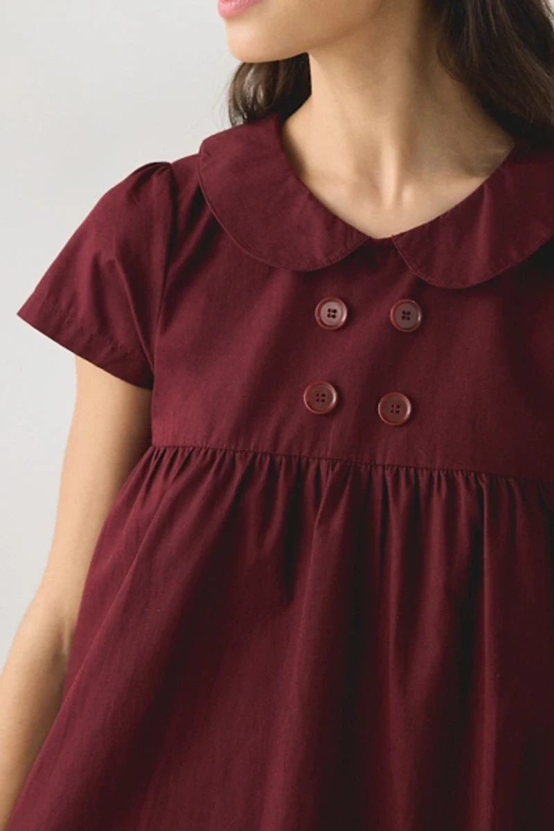 Motel Imiraty Rounded Collar Short Sleeve Babydoll Mini Dress