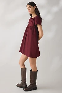 Motel Imiraty Rounded Collar Short Sleeve Babydoll Mini Dress