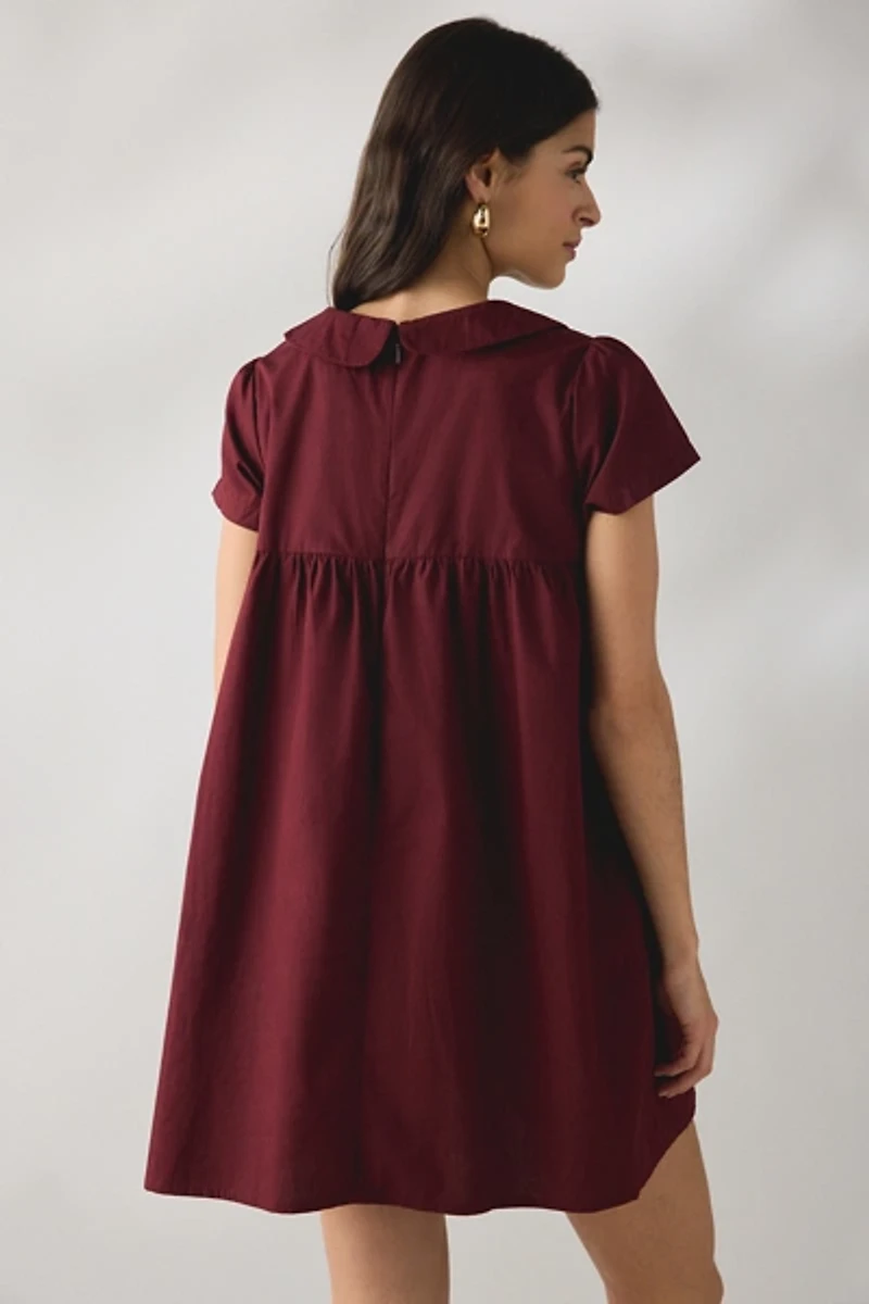 Motel Imiraty Rounded Collar Short Sleeve Babydoll Mini Dress