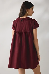 Motel Imiraty Rounded Collar Short Sleeve Babydoll Mini Dress