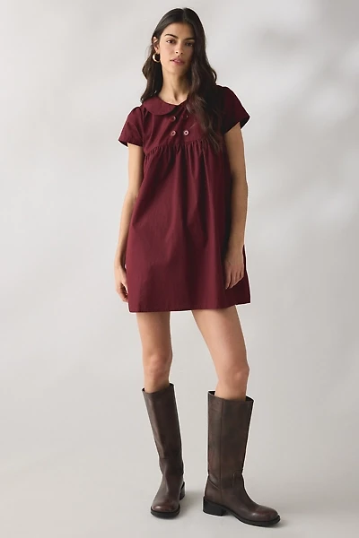 Motel Imiraty Rounded Collar Short Sleeve Babydoll Mini Dress