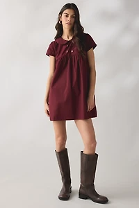 Motel Imiraty Rounded Collar Short Sleeve Babydoll Mini Dress