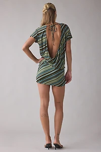 Motel Ameliana Tie-Back Short Sleeve Mini Dress