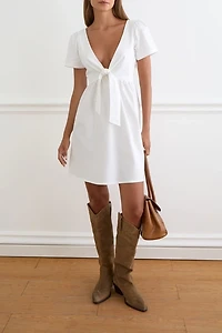 Motel Lyris Tie-Front Short Sleeve Mini Dress