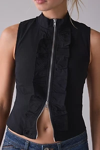 Motel Hanae High Neck Sleeveless Zip-Front Top