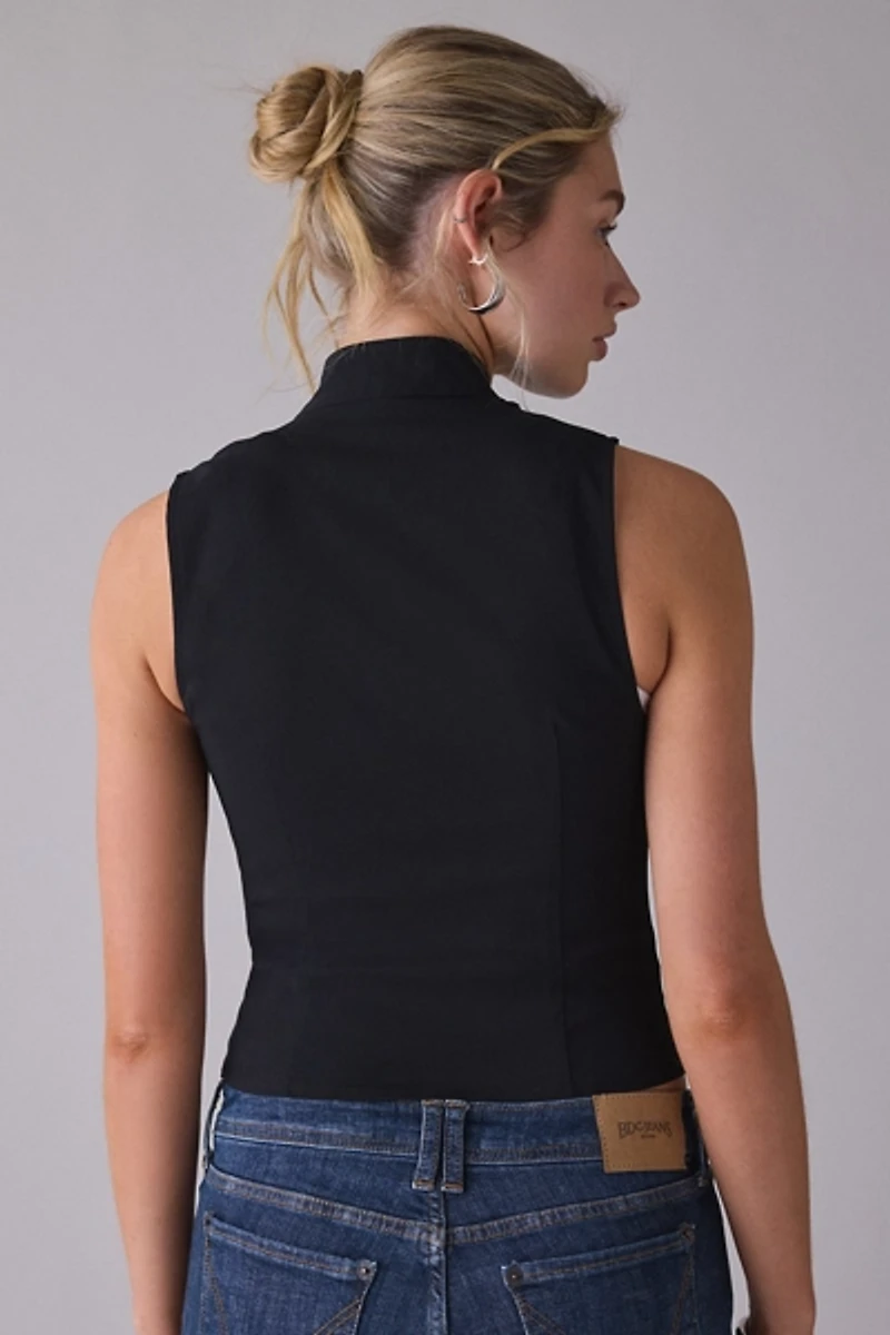 Motel Hanae High Neck Sleeveless Zip-Front Top