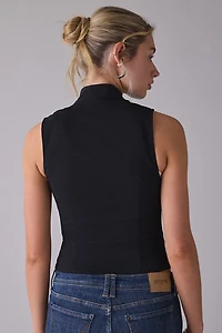Motel Hanae High Neck Sleeveless Zip-Front Top