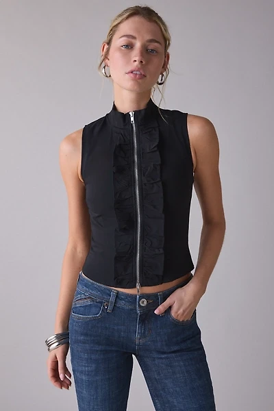 Motel Hanae High Neck Sleeveless Zip-Front Top