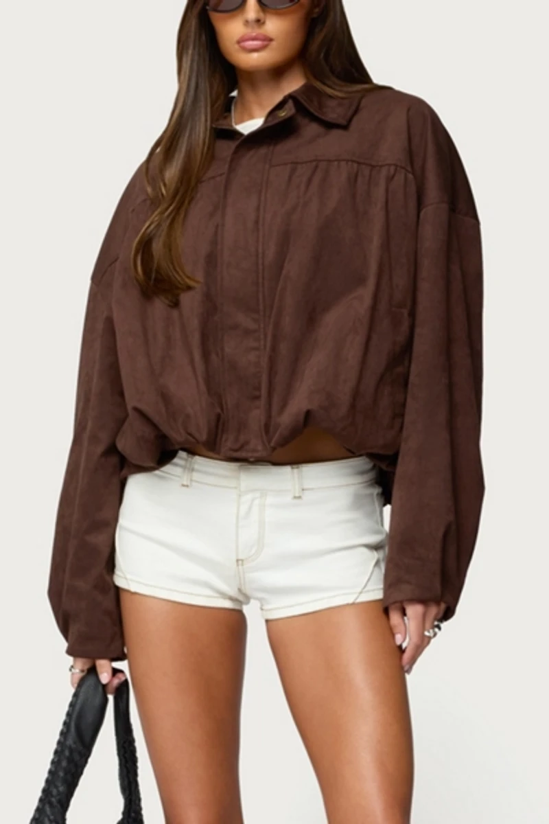 Edikted Alberta Faux Suede Bubble Jacket