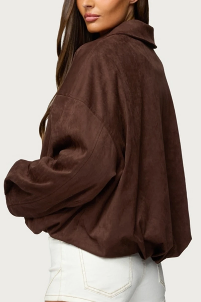 Edikted Alberta Faux Suede Bubble Jacket