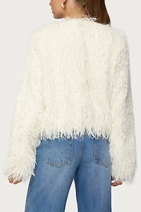 Edikted Aleandra Fringed Faux Feather Jacket