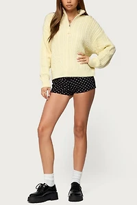 Edikted Sarie Cable Knit Quarter Zip Sweater