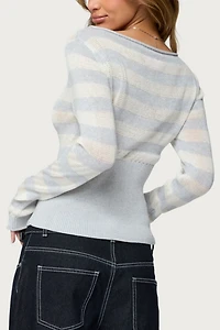 Edikted Cornella Boat Neck Striped Knit Top