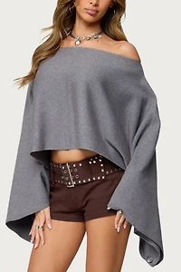 Edikted Sharla Off Shoulder Poncho Sweater