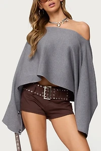 Edikted Sharla Off Shoulder Poncho Sweater