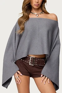 Edikted Sharla Off Shoulder Poncho Sweater