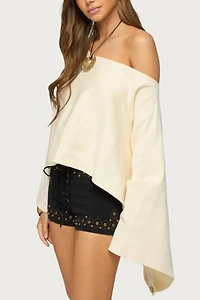 Edikted Sharla Off Shoulder Poncho Sweater