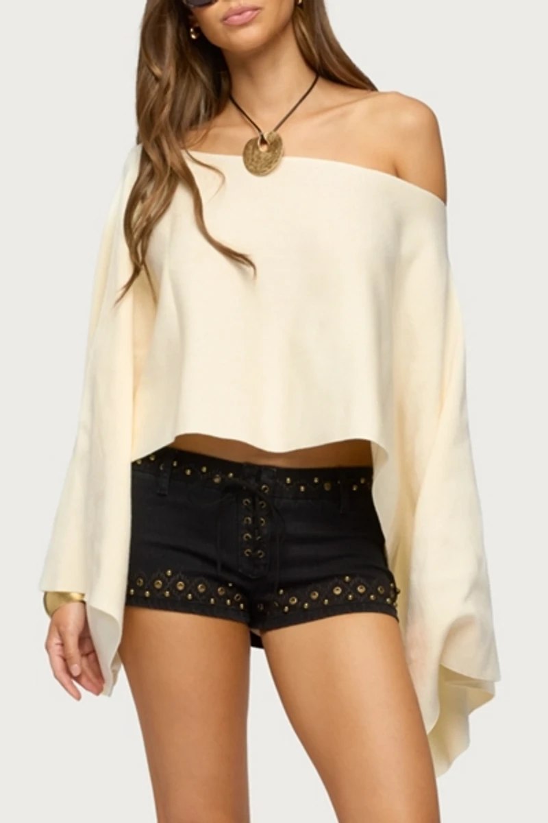 Edikted Sharla Off Shoulder Poncho Sweater