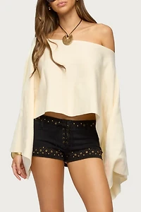 Edikted Sharla Off Shoulder Poncho Sweater