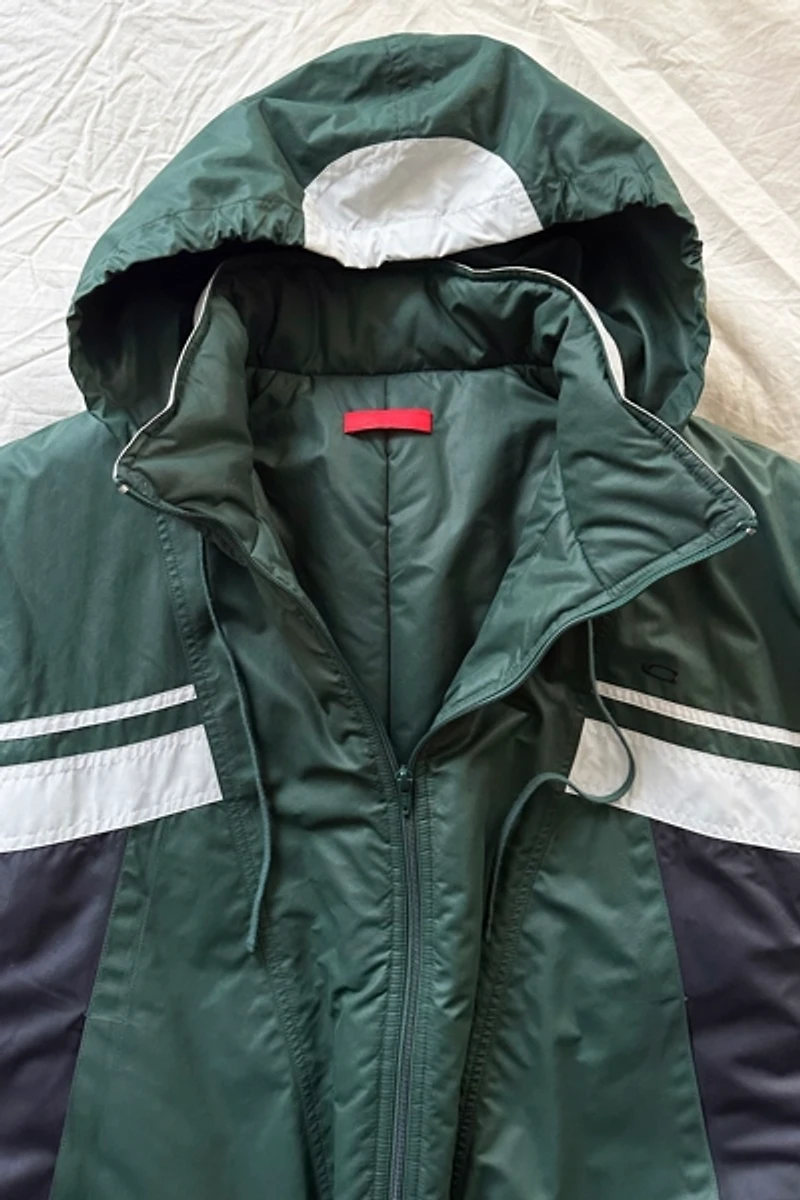 Commission NY Green Padded Color Blocked Puffer Jacket