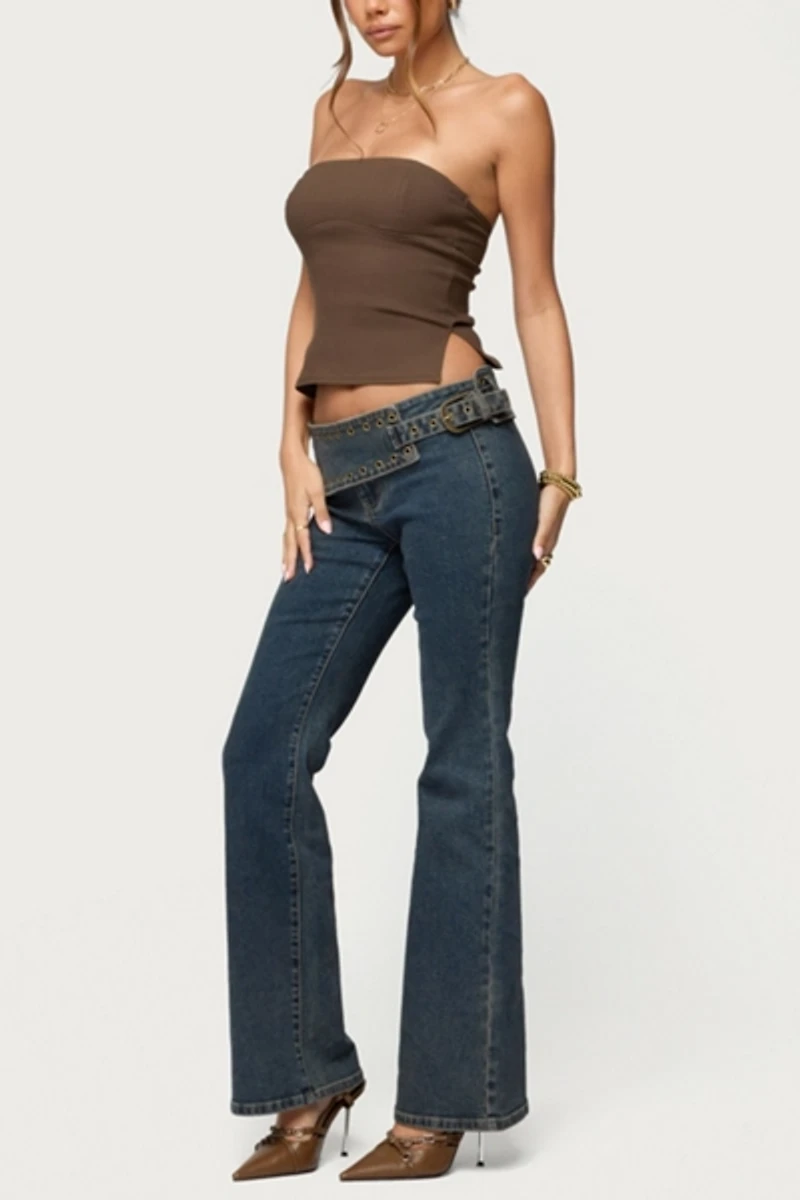 Edikted Sade Strapless Side Slit Top