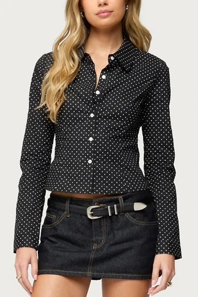 Edikted Ilia Polka Dot Button Up Shirt