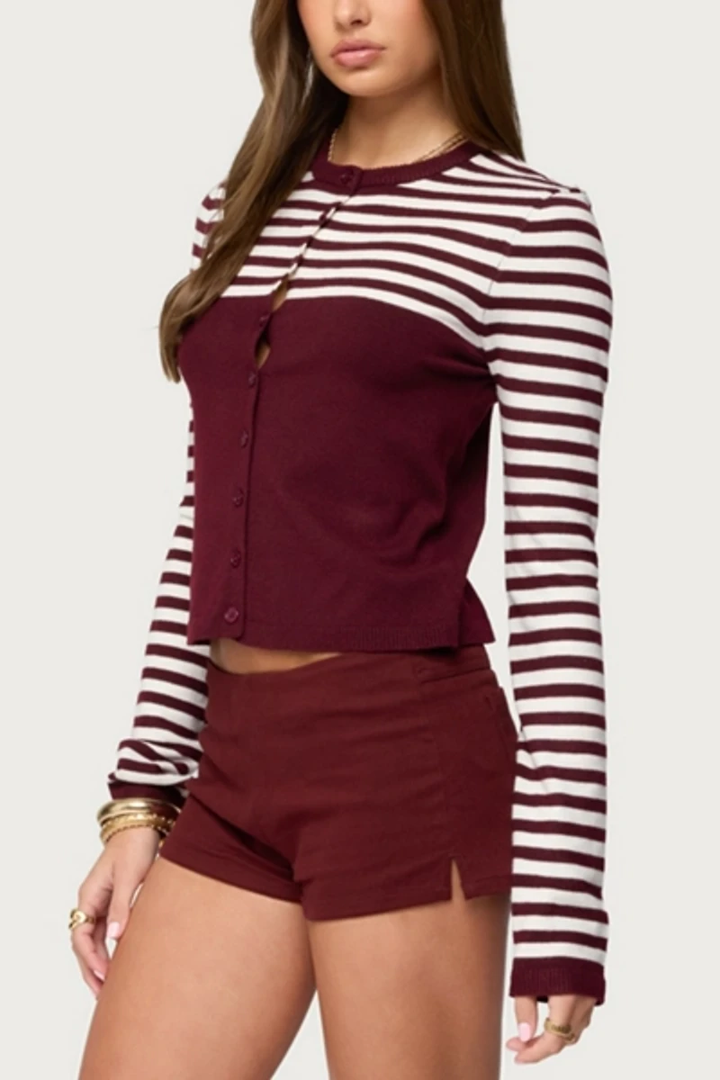 Edikted Goni Stripey Knit Cardigan