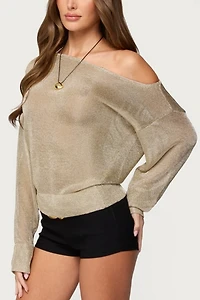 Edikted Charlo Off Shoulder Shiny Knit Top