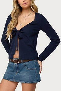Edikted Demi Tie Front Knit Cardigan