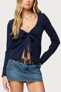 Edikted Demi Tie Front Knit Cardigan