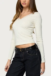 Edikted Morah Lacey Polka Dot Top