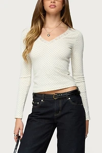 Edikted Morah Lacey Polka Dot Top