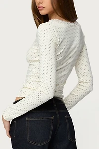 Edikted Morah Lacey Polka Dot Top