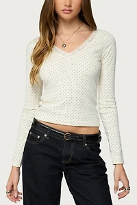 Edikted Morah Lacey Polka Dot Top