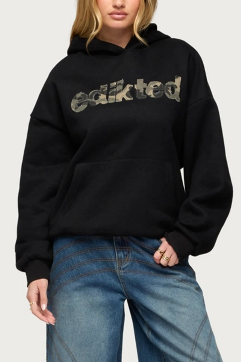 Edikted Camo Cutie Oversized Hoodie