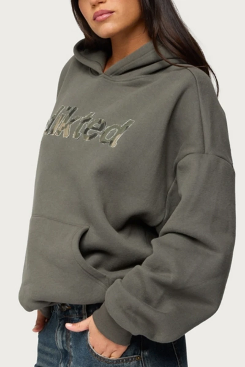 Edikted Camo Cutie Oversized Hoodie