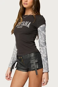 Edikted Layered Camo Long Sleeve T Shirt