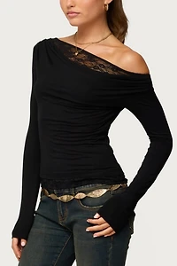 Edikted Layered Lacey Off Shoulder Top