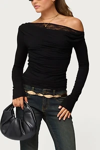 Edikted Layered Lacey Off Shoulder Top