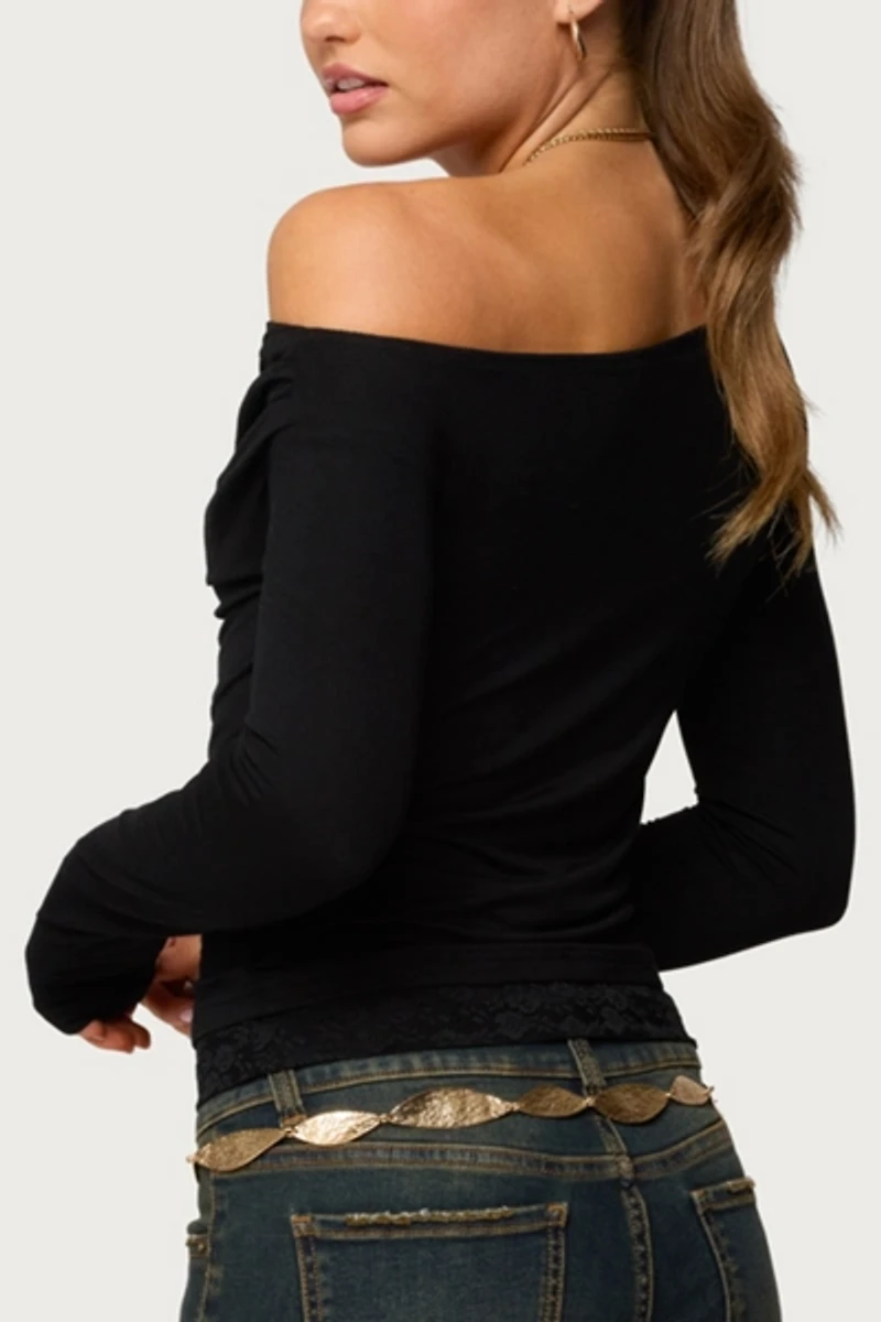 Edikted Layered Lacey Off Shoulder Top