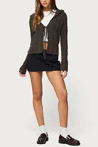 Edikted Jayla Hooded Cable Knit Cardigan
