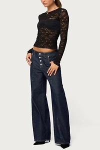 Edikted Rosette Bandeau Sheer Lace Top